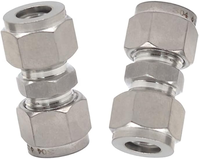 Metalwork Metric 304 Stainless Steel Compression Union Tube Fitting, 3mm Tubing OD (2 Pcs)
