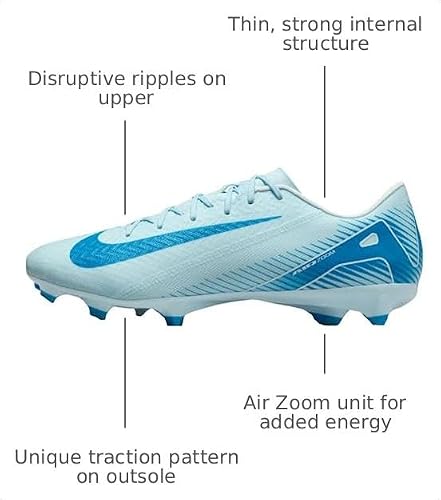 Nike Nike Men Zoom Vapor 16 Academy Fg/Mg Sneaker, Glacier Blue Blue Orbit, 10.5 US