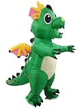 HIYAPATY Inflatable Dinosaur Costume Winged Flying ​Dragon Blow Up Costumes for Adult Halloween Cosplay Party (green)