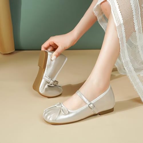 LUXINYU Mary Jane Flats with Arch Support and Hidden Wedge Heel, Women Ballet Dress Shoes 6
