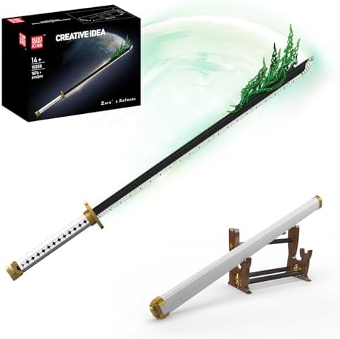 Mould King 10258 Anime-Schwert-Bausatz, mit Scheide und Ständer, 1674 Teile | 99,5 cm langes Weißes Ichimonji Yamato Schwert für Erwachsene und Jugendliche