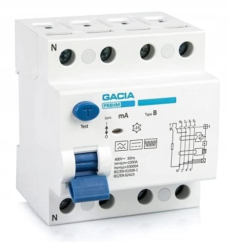 Gacia - Fehlerstromschutzschalter - für Den Leistungselektronikwandler - Sicherung der Elektrischen Installation - PR8HM - Typ B - 40A - 100mA - 10kA