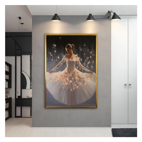 Ballerine en robe rose impression sur toile moderne de salon 60x80cm