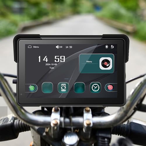 Luocute Motocykl GPS System Nawigacji, 7 -calowy 1024x600 HD IPS Screen IP67 Wodna Ekran Dotykowy Przenośny Android Auto GPS do Motocykla