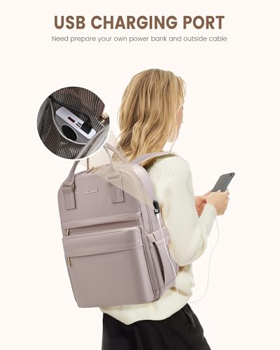 Image of LOVEVOOK Laptop Backpack for Women 15.6 Inch Laptop Bag with USB Port, Fashion Waterproof Backpacks Teacher Nurse Stylish Travel Bags Vintage Daypacks for College Work