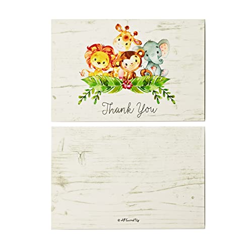 All Ewired Up 50 Pack Watercolor Sweet Safari Jungle Thank You Cards, Cute Thank You Notes With Envelopes & Stickers, Baby Shower, Birthday Any Occasion, Boy Girl Unisex #TOP2