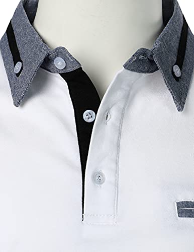 STTLZMC Générique Chemises de Polo pour Hommes à Manches Longues Slim Fit Chemises de Golf 50 Blanc M – vue 4