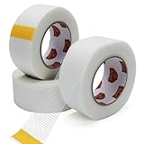 TAPEBEAR Cinta de Malla de Fibra de Vidrio para Yeso 5 cm x 45 m, Cinta para Reparación de Juntas Autoadhesiva, Ideal para Reparar Agujeros en Paredes, Techos y Grietas, 3 Rollos