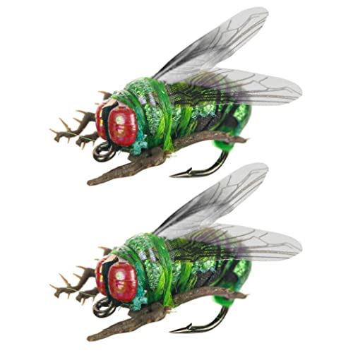 Fly Fishing Dry Flies Realistic Bug Baits Artificial Nymph Scud Lures 2PCS Realistic Flies TerrestrialFly Fishing Dry FliesDry Wet Nymph Free Clip TerrestrialFly L