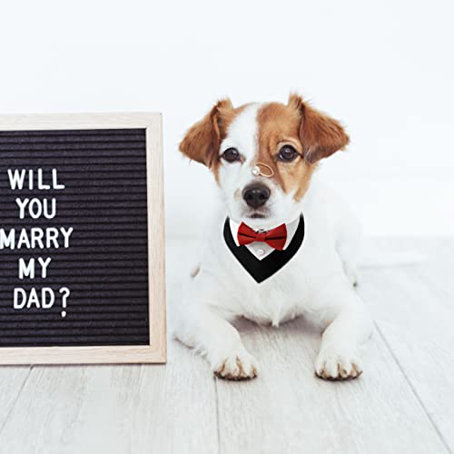 HACRAHO Rotes Hunde-Smoking-Bandana aus Baumwolle, 1 Stück, formelles Hunde-Hochzeitshalsband mit Fliege und Halstuch für Hunde und Katzen, S