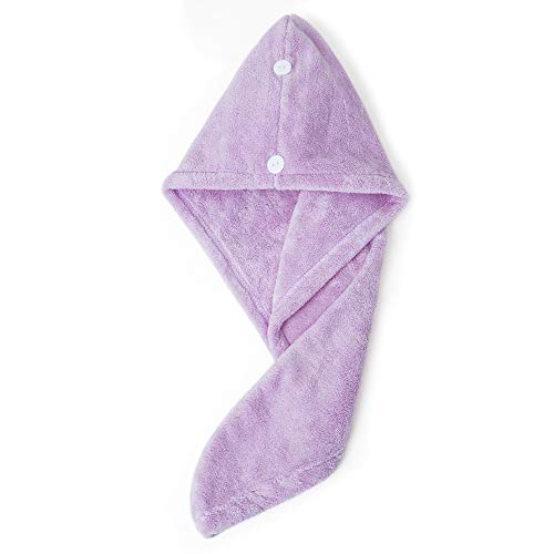 Miniatura 5 de Enetix. Juego De 2 Toallas Para El Pelo De Microfibra, Para Mujer, 25,4 X 68,5 Cm, Turbante Para El Pelo Muy Absorbente, Antiencrespamiento, Toallas Para El Pelo De Secado Rápido Con Botón Lavanda