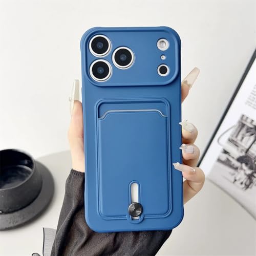 Étui iPhone 16 Plus antichoc bleu marine avec porte-cartes en silicone souple durable
