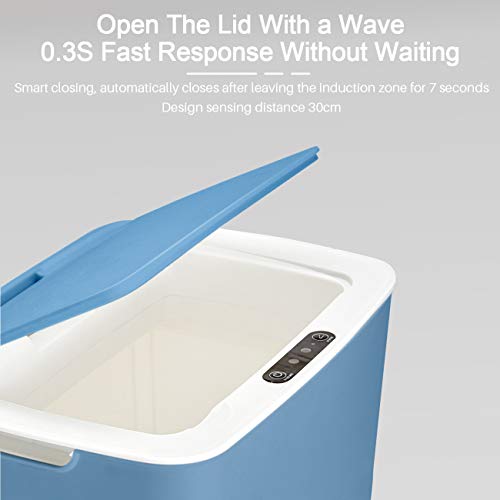 Automatic Trash Can, Non-Touch Sensor Plastic Garbage Bin 3.7 Gallon/14 L Waste Basket For Bathroom Kitchen Office(Blue) #TOP5