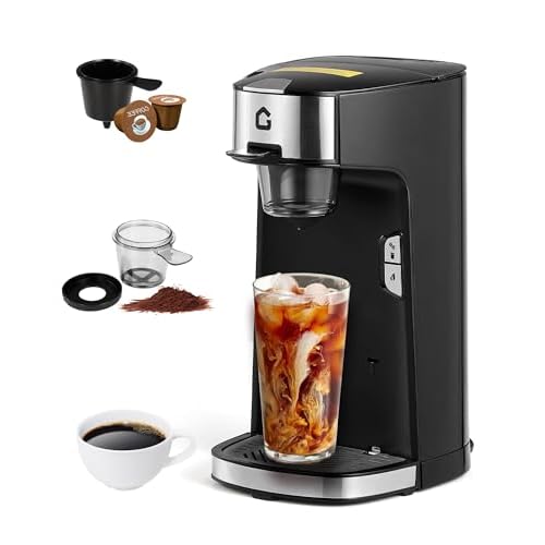 Garvee Single Serve Coffee Maker, Single Cup Small Coffee Machine with 18.6 oz Water Tank for Capsule, Ground & Tea, Portable Coffee Maker for Home Of