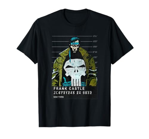 Marvel Punisher Frank Castle Prison Mugshot Distressed T-Shirt