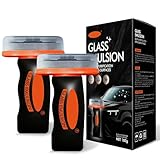 FUERHPSH 2pcs Glass Oil Film Remover for Car, Roll-On Glass Compound with Cleaning Board, Removes Oil Film & Smudges, Improve Windshield Clarity for Safe Driving