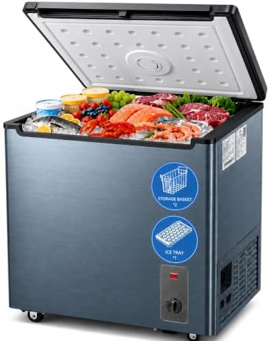 7.0 Cu Ft Chest Freezer Deep Freezer with 2 Baskets for Garage Ho...