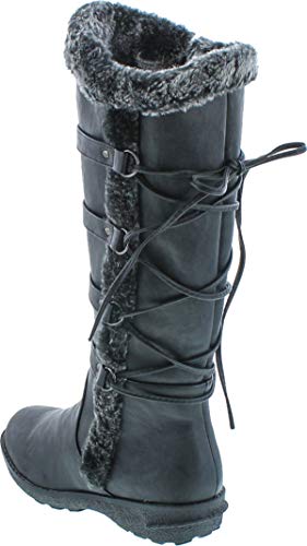 Image of Forever Link Women's Klein-70 Closed Round Toe Buckle Slouch Flat Heel Mid-Calf Boot