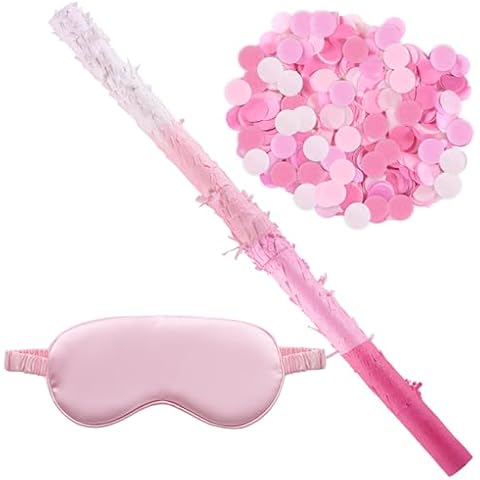 Pinata Sticks, Pink Pinata Sticks with Blindfold and Confetti Cover