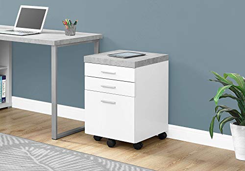 Monarch Specialties I 7051 File Cabinet, Rolling Mobile, Storage Drawers, Printer Stand, Office, Work, Laminate, Grey, White, Contemporary, Modern #TOP1