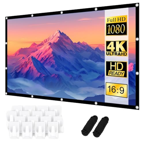 Pantalla Proyector 100 Pulgadas, Tela Proyector de Doble Cara 16: 9 4K Full HD 221 x 125 cm - Antiarrugas Plegable Portátil Lavable Tela Proyector para Patios, Hogares, Teatros al Aire Libre
