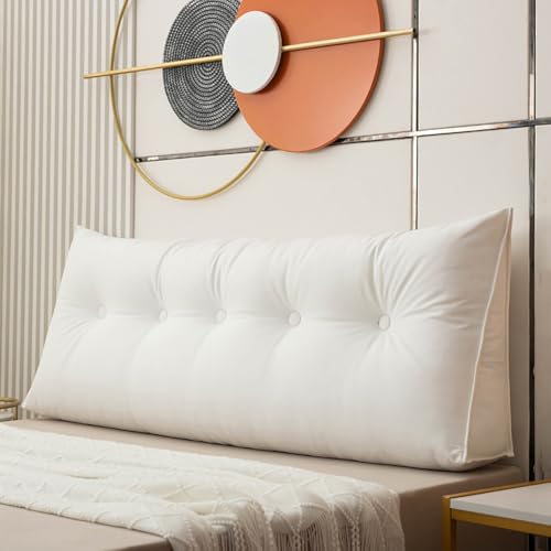Coussin cale triangulaire 80cm pour lire au lit confortablement en blanc