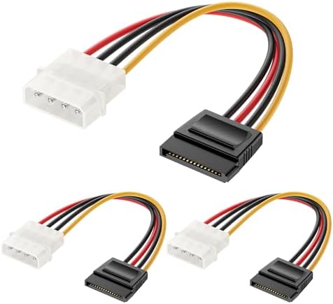 Cable Matters 3-Pack 4 Pin Molex to SATA Power Cable, 15cm