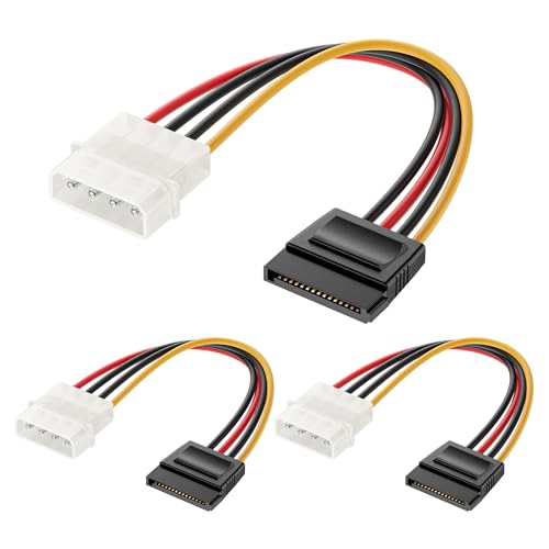 Cable Matters Câble d'alimentation Molex vers SATA à 4 Broches de Ensemble 3 Pièces(SATA vers Molex) - 15cm