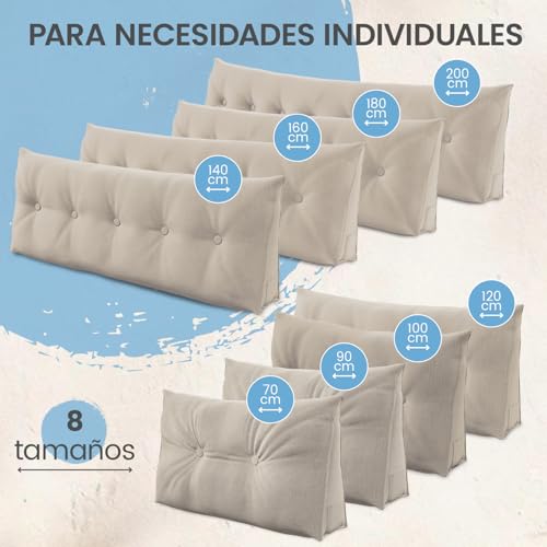 Miniatura 4 de Eloneo Cojín De Respaldo 90 Cm De Ancho, Cojín En Esquina Apto Para Cama Y Sofá