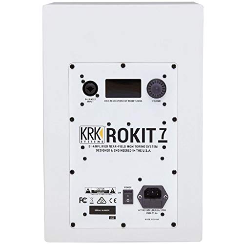 KRK 2 Pack ROKIT 7 G4 7\" Powered White Noise Near-Field Studio Monitor, 42Hz-40kHz Frequency Response - With 2 Pack 20\' 6mm Rubber XLR Microphone Cable