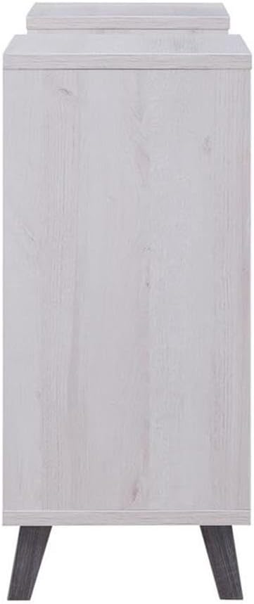 BOWERY HILL Modern Wood 6-Shelf Display Console Table in White Oak