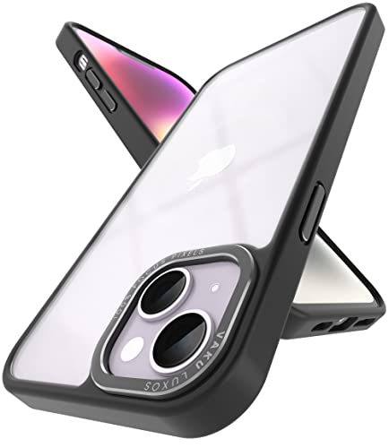 Image of Vaku Luxos Trans Armor for iPhone 14 Plus Cover Case, 6 Feet Drop, Metal Ring Camera Protection, Shockproof, Scratch Resistant, Slim, Compatible with iPhone 14 Plus Back Cover - Black