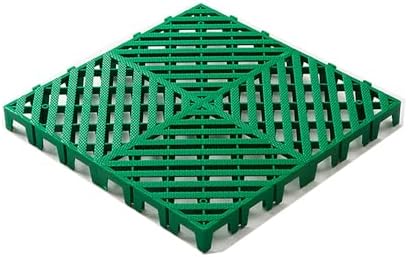 Heavy-Duty Non-Slip Interlocking Garage Floor Tiles, Self-Draining Plastic Grid Pads for Deck, Pool, Patio, Car Wash - 50x50cm/20x20in Green, Durable & Easy to Install