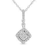 1/4 Carat | 10K White Gold | IGI Certified Lab Grown Drop Dangle Square Diamond Pendant | G-H Color,...