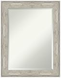 Amanti Art Silver Wall Mirror 29x23 Crackled Metallic Rectangle Bathroom Mirror for Wall Decor Living Room, Medium Country Rustic Frame, Hangs Horizonally and Vertically, Bathroom Decor, Beveled Edge
