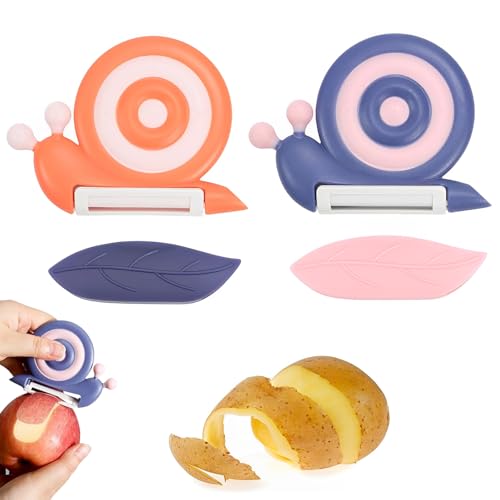 Forreen Sparschäler Kinder 2er Set, Keramikmesser, Rutschfester Griff, Potato Peeler, für Kartoffeln, Radieschen, Gurken, Äpfel und Anderes Obst