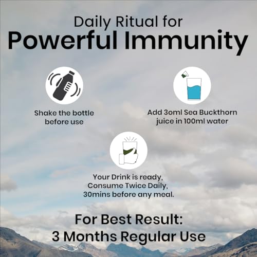 Image of Growfitz Himalayan Sea Buckthorn Pulp Concentrate 500 ML | Cold-Pressed | Makes 80 Glass, Natural Vitamin C, Omega 3 6 7 9, Antioxidants | Immunity, Skin Glow & Gut Health Support | Seabuckthorn Juice