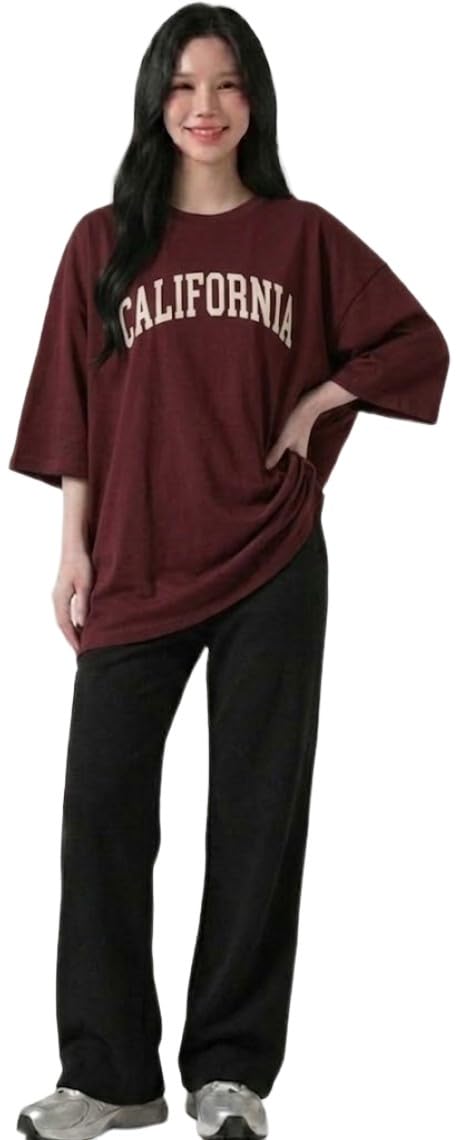Women Oversized T-Shirt and Lower Set TrackSuit for Women | Oversize Baggy Loose Fit T-Shirt with Joggers Track Pants |Printed Oversize Top with Lower Combo Set-image-32