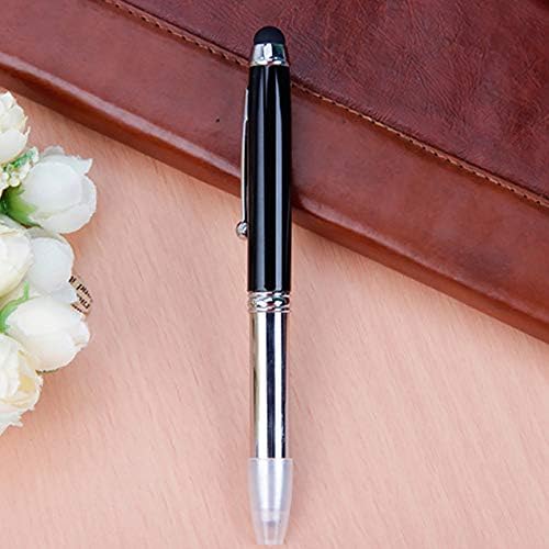 LED Pen BE-TOOL Pen Torch LED Ballpoint Pen 3 in1 Pen/Stylus/LED Light LED Powered Ink Penlights with Refill and Batteries for Night Write (1 Pack, Black)
