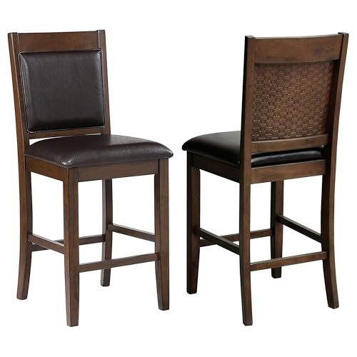 Coaster Dewey Wood Counter Height Chairs (Set of 2), Walnut