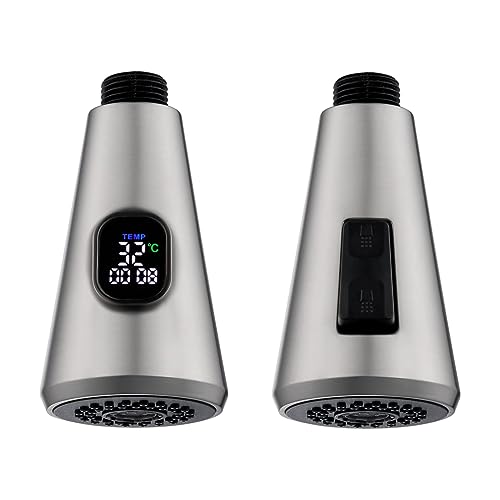 ATPCOLTD Kitchen Faucet Sprayer Head Replacement - Pull Down Faucet Spray Head, With Temperature Control Digital Display Function, Only For G1/2 Connector