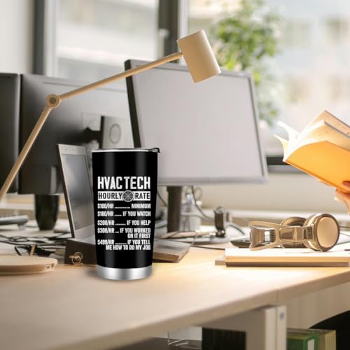 Farecnt HVAC Tech Gifts for Men, Funny HVAC Technician Tumbler for Dad, Husband, Boyfriend, Cowoker, Mechanic Tradesman's Coffee Travel Mug Tumbler with Lid Straw 20oz by Farecnt - Used condition - Image 5
