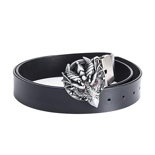 Ceinture en cuir homme marron avec boucle robuste en alliage dragon 3D anti-usure