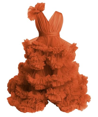 Tulle Flower Girls Dresses for Wedding V-Neck Princess Prom Dress for Kids Toddler Birthday with Train