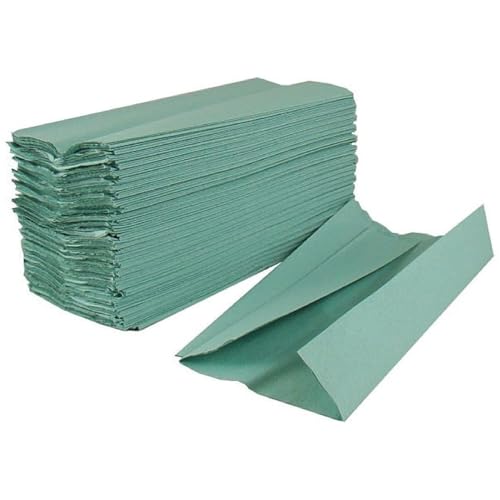 Image of Pack of 6 Green 1-Ply C-Fold Paper Hand Towels – 1260 Sheets (6 Sleeves per Case) | 217mm x 250mm | Eco-Friendly, Soft & Absorbent for Commercial or Washroom Use by Bubble Wrap Shop