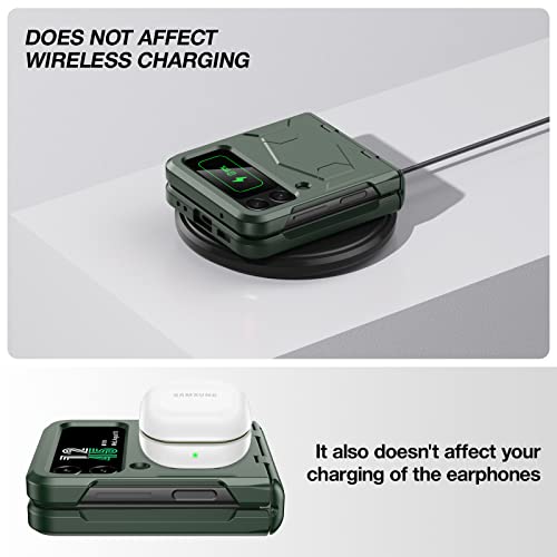 Vizvera For Samsung Galaxy Z Flip 4 Case With Hinge Protection, Flip Z 4 Full Cover Case- Silicone Protect Shockproof Case For Samsung Galaxy Z Flip 4 2022-Alpine Green #TOP4