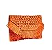 Fashion Culture Heidi Fringe Straw Clutch: Lightweight Tiger Orange Slim Summer Handbag for Women