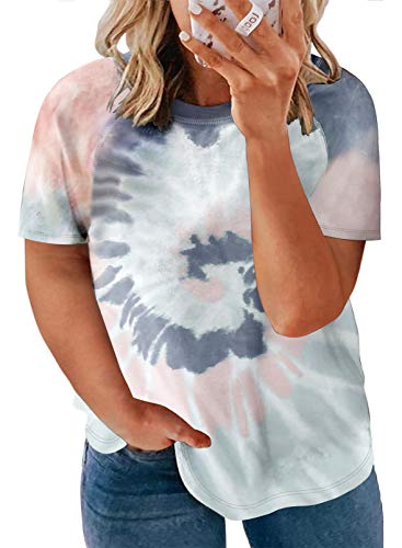 Asvivid Womens Big Ladies Plus Size Tie Dye Printed Tops Summer Womens Plus Size Tops Womens Plus Size Tees Shirts Short Sleeve Crew Neck Loose Casual Tee Comfy T Shirt Sexy T Shirts Multi 5X