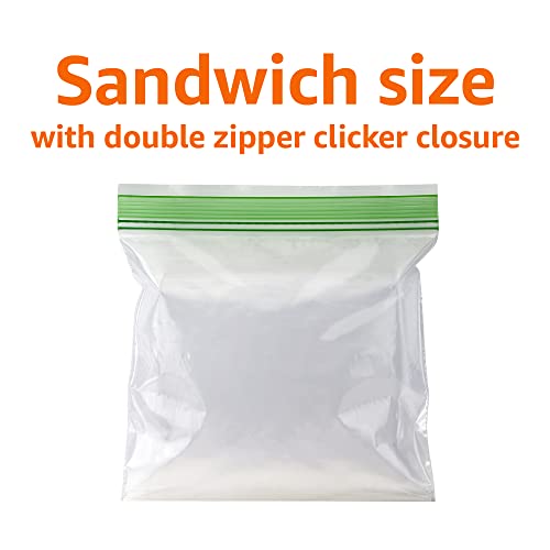 Image of Amazon Basics Resealable Double Zipper Sandwich Storage Bags for Food Storage, (Previously Solimo), 300 Count (Pack of 2)