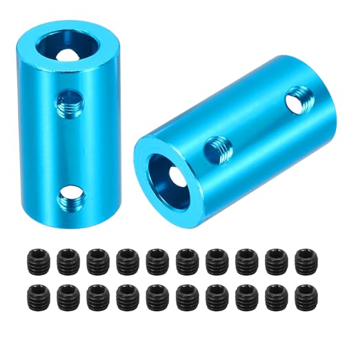 QUARKZMAN 5 Stück Wellenkupplung Verbinder 8mm bis 8mm Starre Schraubenkupplung L25mm x D14mm Aluminiumlegierung Verbindungssatz für 3D Drucker DIY Encoder mit 20 Schrauben Blau